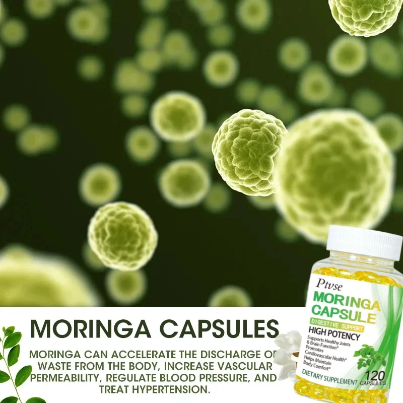 Pure Organic Moringa Oil Leaf Powder Capsules 1000mg - Immune System and Energy Booster - Vegetarian Supplements for Healthy