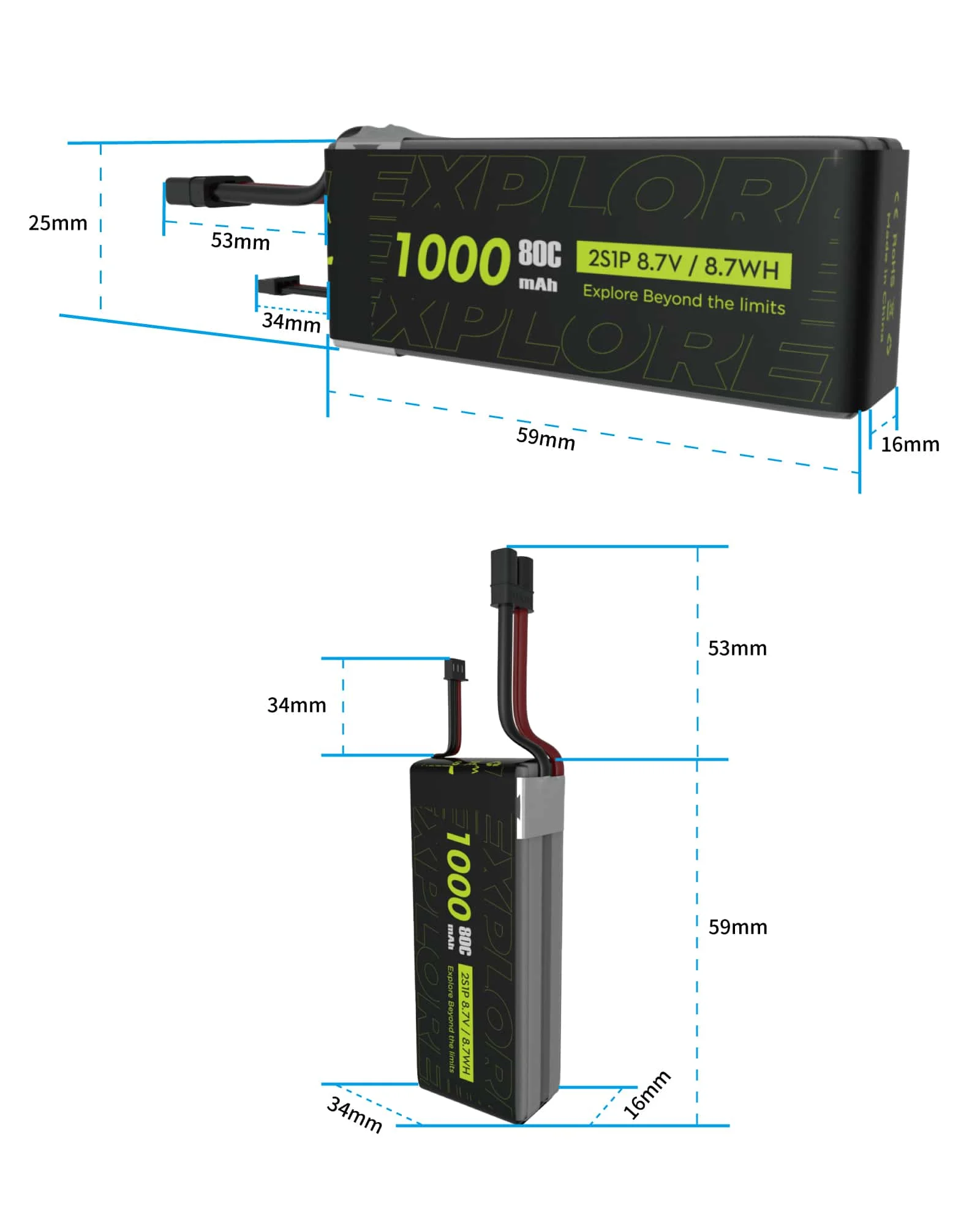 2 Set FLYWOO Flylens 75/85 Dedicated Explorer 2S 80C 420/750/550/10000 mAh XT30 High-voltage High-performance Lithium Battery