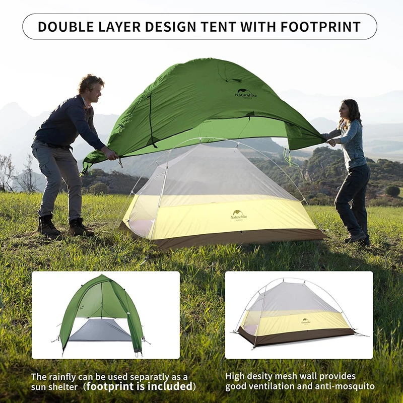 Naturehike Cloud Up 1 Person Camping Tent Portable Ultralight Waterproof Tent Outdoor Travel Beach Hiking Backpacking Tent