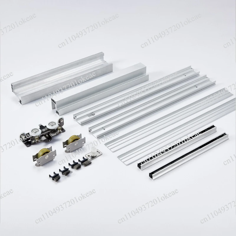 Hardware track Aluminum frame Invisible buffer Hanging wheel Bathroom Kitchen trackless sliding door