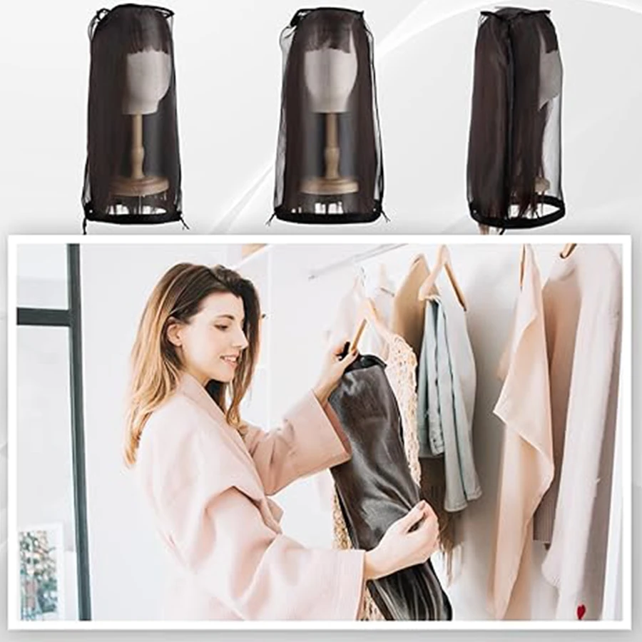 1/6 Pcs Wig Bags Adjustable Wig Storage for Multiple Wigs with Drawstring  Portable Wig Storage Bags image 3