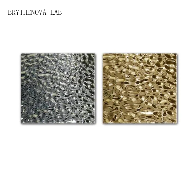 Aqumotic 50-120cm Convex Wave Decorative Water Ripple Upholstery Plate PVC Background Wall Fake Metal Mirror Embossed