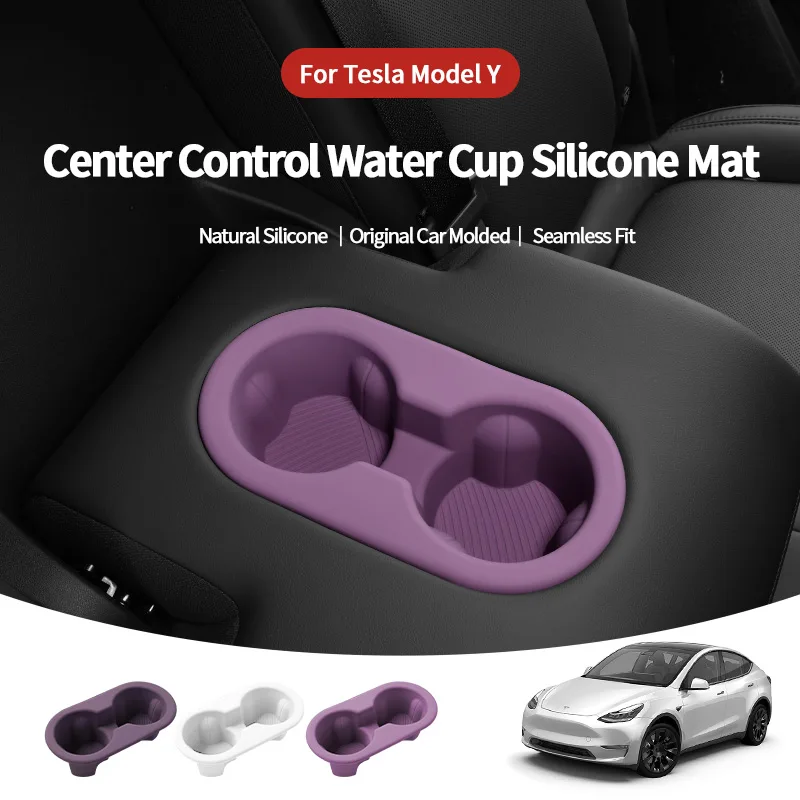 For Tesla Model Y Juniper 2025+ Rear Seat Cup Holder Anti-slip Silicone Cup Sleeve Anti-Slip Mat Auto Interior Tuning Accessory