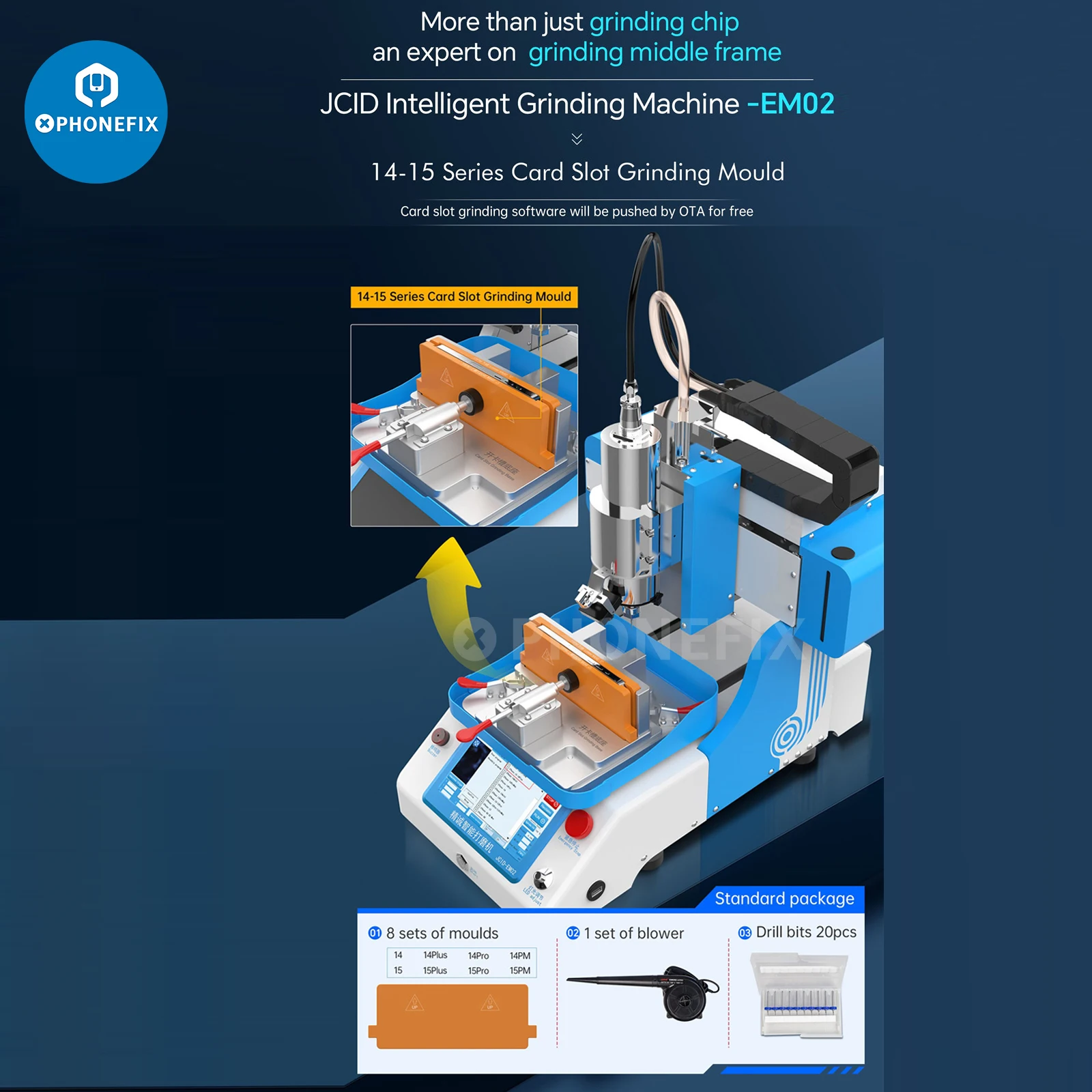 JC EM02 CNC Schleifmaschine CPU/Bildschirmhalterung/Touch IC/Kartensteckplatz Schleifform für iPhone X-16PM BGA IC Chip Polieren Reparatur