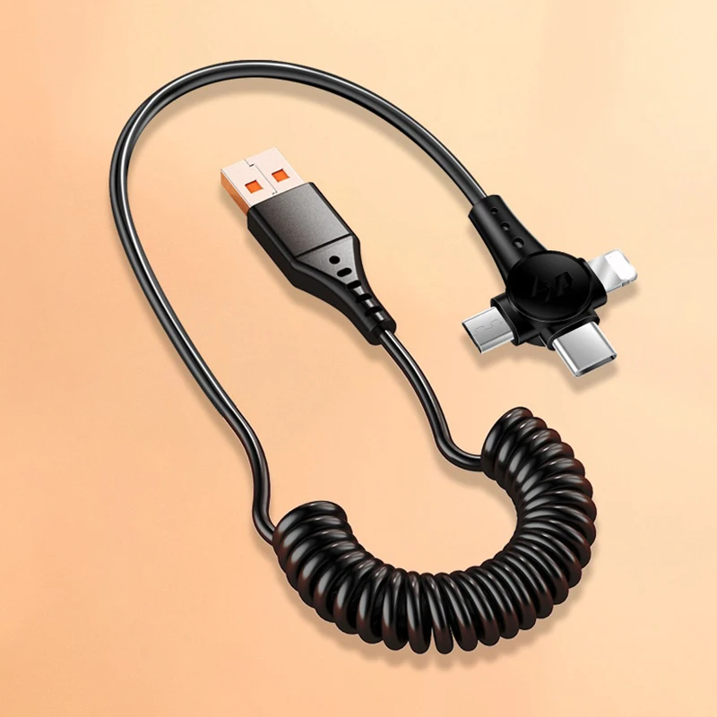 Cable de datos 3 en 1 de carga rápida de 120 W: micro USB tipo C compatible con iPhone, POCO, Xiaomi