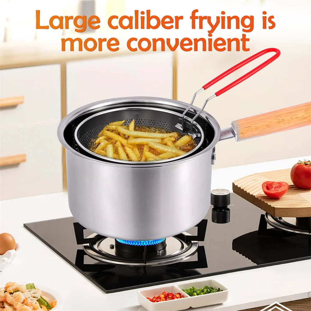 

Stainless steel filter pan, including pan body+lid+frying pan, deep fryer, filter cookware, oil filter, soup pot, milk pot