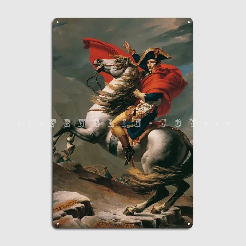 Napoleon Crossing The Alps Poster Metal Plaque Create Cave Pub Club Home Plates Tin Sign Posters