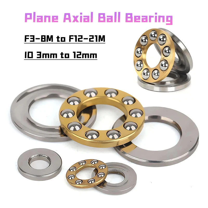 Peijian 1/2/5/10pcs Plane Axial Ball Bearing Thrust Bearings F3-8m To F12-21m I.d 3mm-12mm Bearing Steel Thrust Ball Bearing