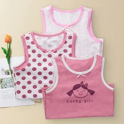 Kids Girls Sleeveless Tshirt Lingerie Floral Cartoon Cotton Tank Tops Tees Summer Slim Strappy Vest Children T Shirt Undershirt