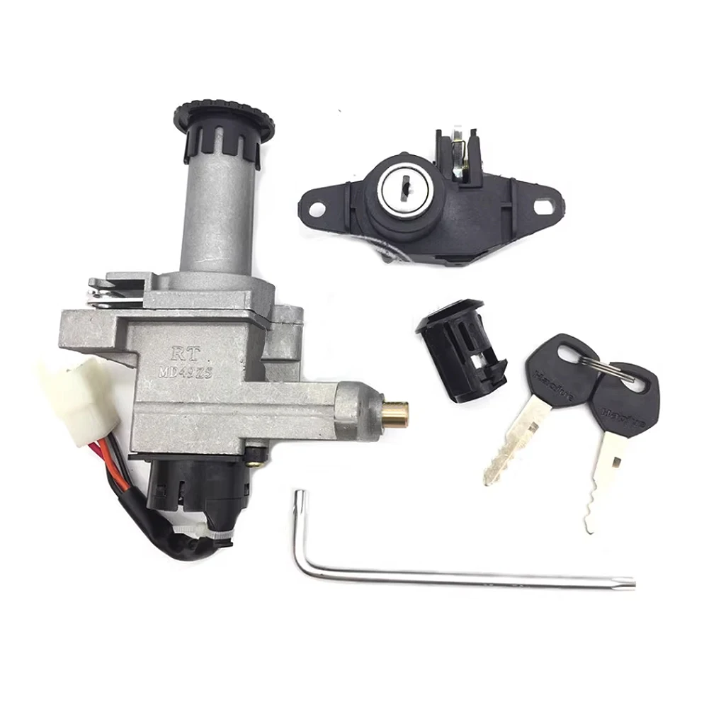 Motorcycle Fuel Tank Cap Lock Ignition Switch Lock Set Seat Lock Set With Keys For Suzuki AN125 AN 125 125CC HJ125T-7 8 Haojue