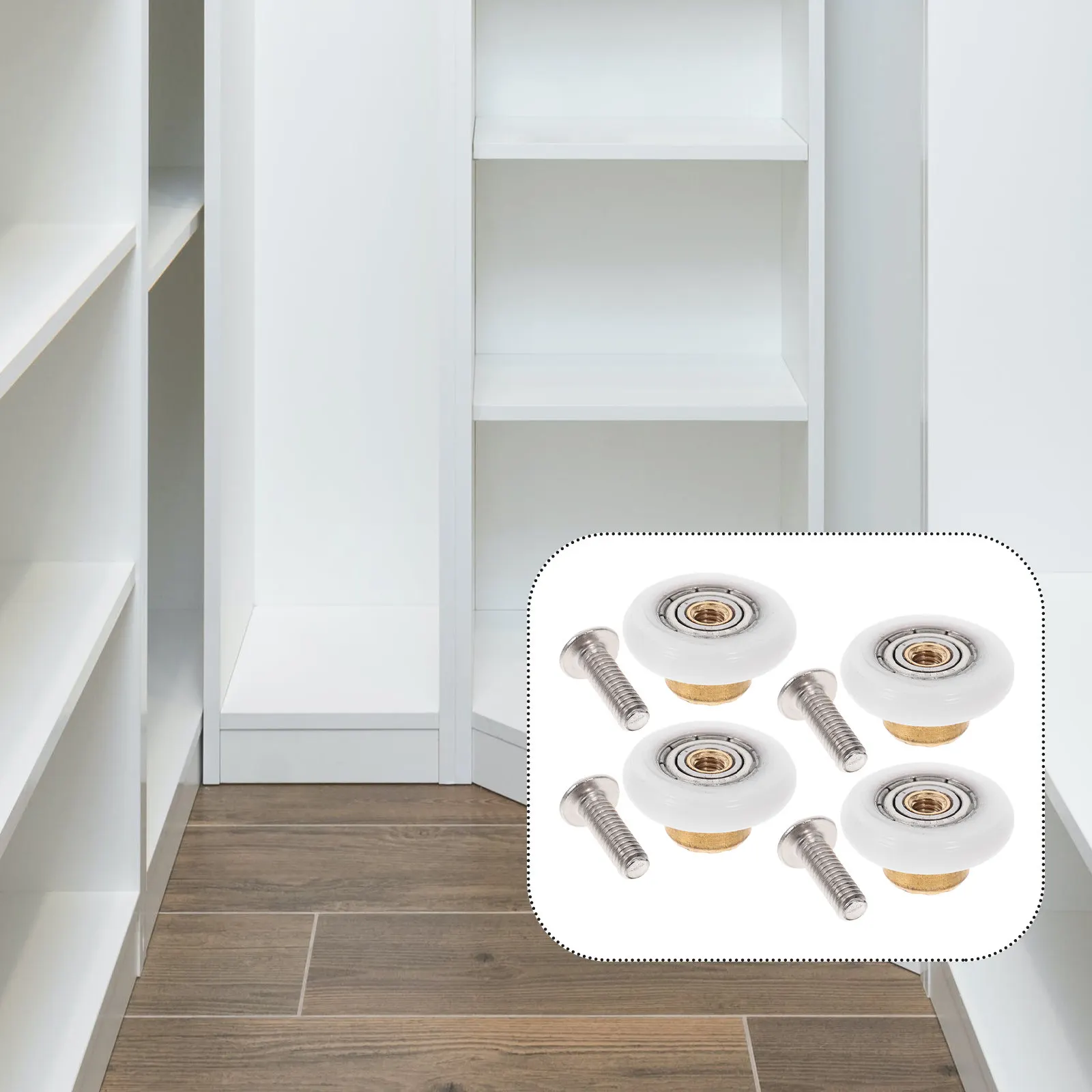 

4Pcs Shower Door Rollers for Round Curved Sliding Enclosures Minimalist Design Quiet Smooth Glide Nylon Bearing Pulley Bathroom