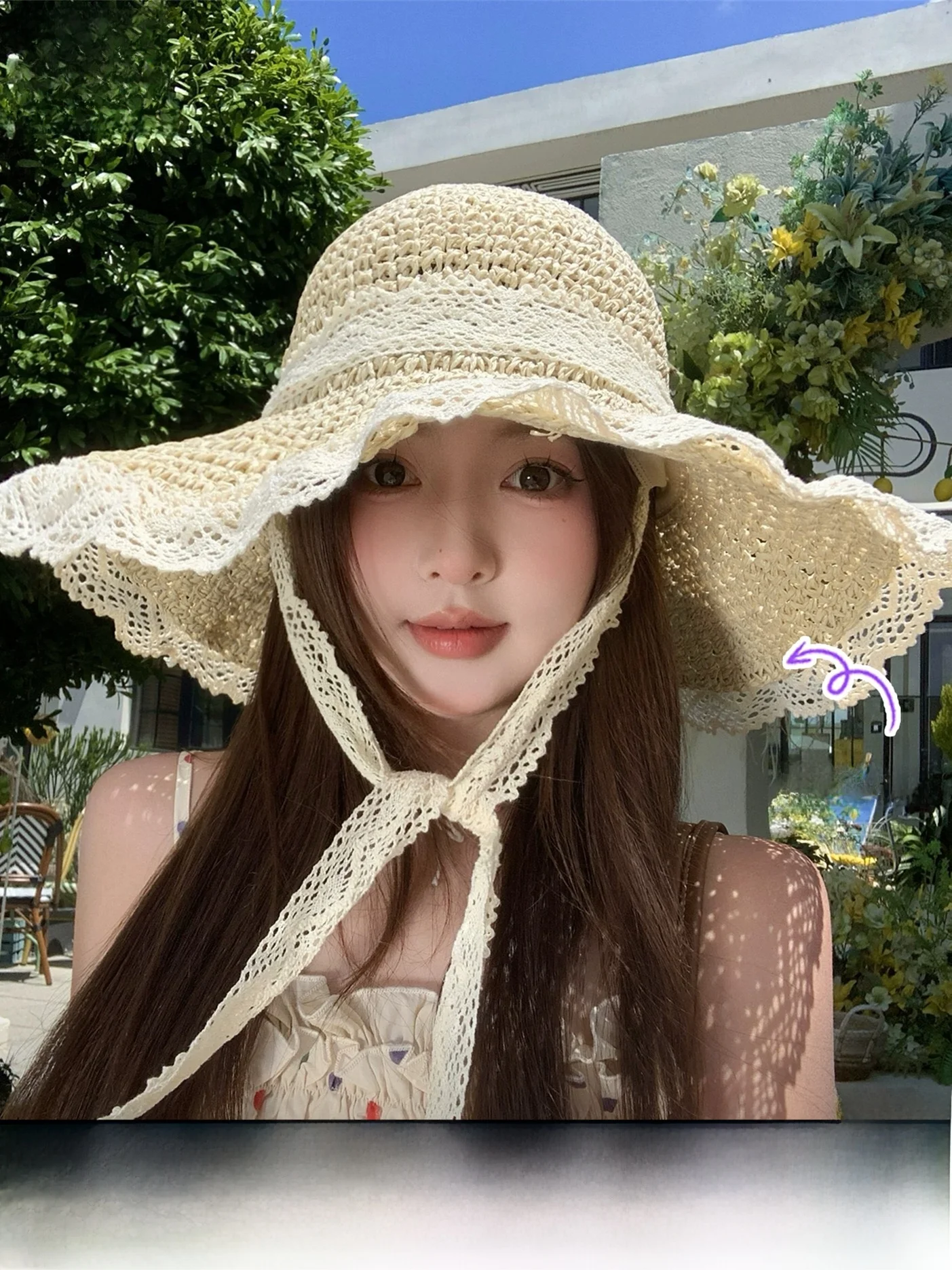 rouiiefao-lace-wide-brim-straw-hat-women-summer-beach-sand-sun-protection-hat-breathable-handmade-foldable-outdoor-cap