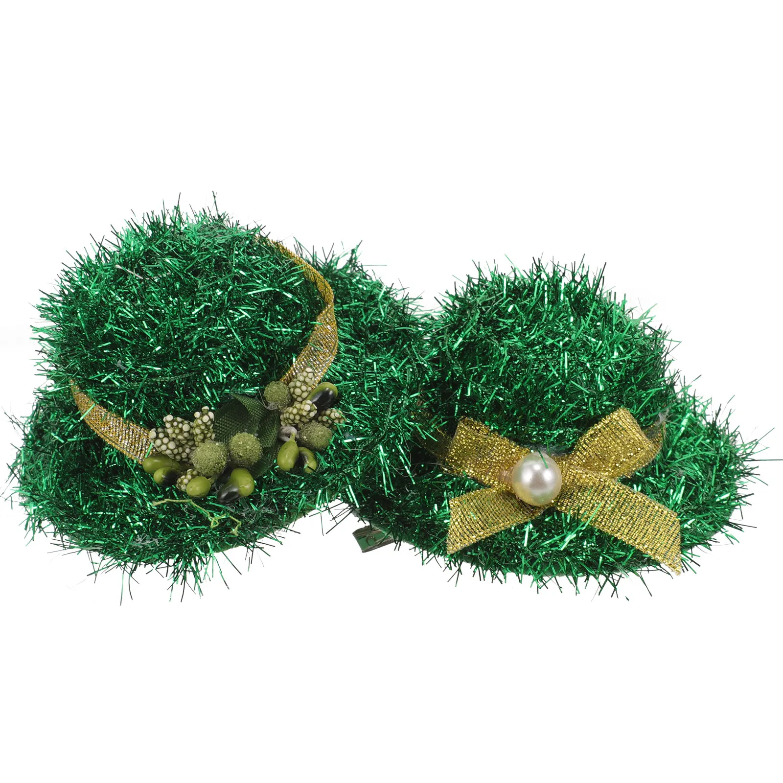 2Pcs Green Hat Hair Clips Top Hat Design St Patrick's Day Hair Accessories Cute Decorative Bow Flower Bouquet for Women Girls view 4