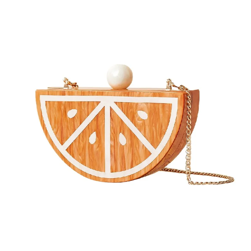 Clutch Evening Bag Wedding Party Chain Crossbody Acrylic Shoulder Women Handbags Luxury Brands Pouch Purse Watermelon Orange Bag