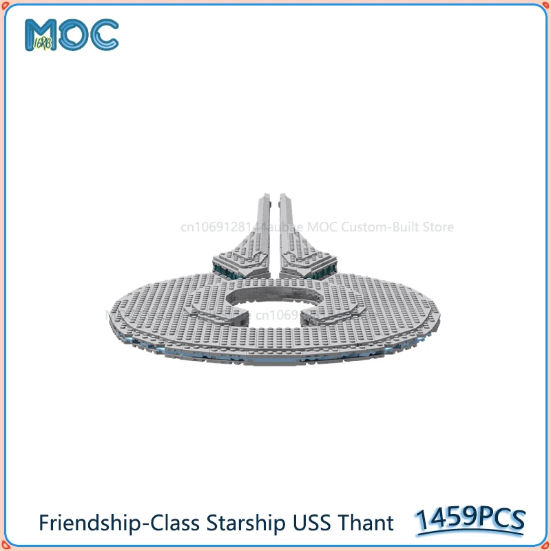 Klocki konstrukcyjne Friendship-Class Starship USS Thant Mo'del MOC DIY, do samodzielnego montażu, kolekcja kosmiczna, zabawki ekspozycyjne, prezenty, 1459 elementów