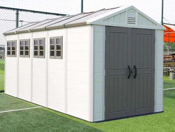 Hot Sales Resin Outdoor Storage Shed With Floor (7 X 7 Ft), Weather Resistant, Gray, Organization for Home/Backyard/Garden Tools