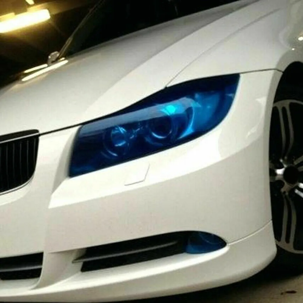 Vinyl Film Overlay Wrap Sheet with Blue Tint for Headlight Fog Light Side Marker Light and Tail Light on Cars SUVs Trucks