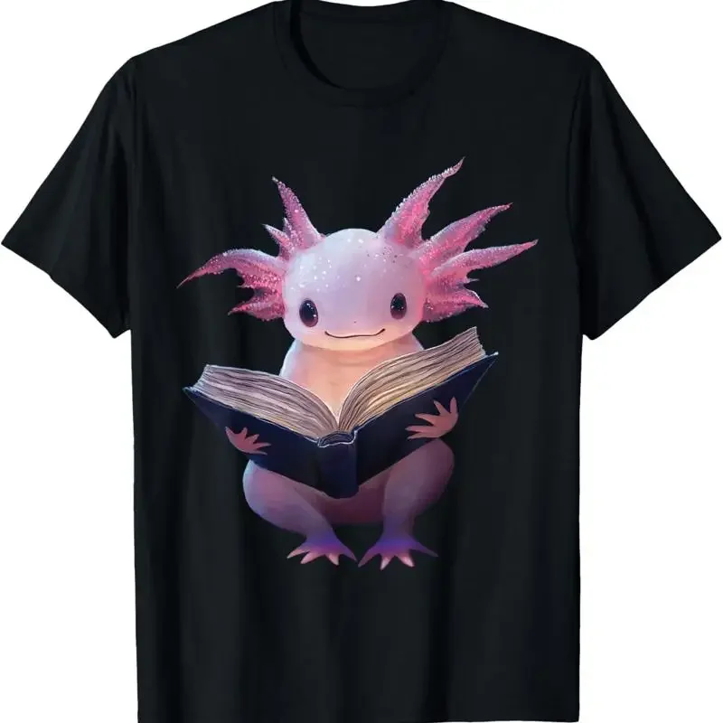 Axolotl Bookworm Reading Book Funny Kawaii T Shirt