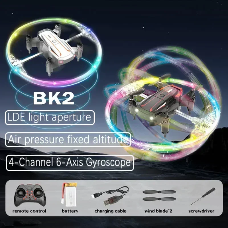 

2.4G Mini Remote Control Drone, 360 Rotating Stunts with Colorful Light Strip andFixed Height Aircraft Toy For Beginner