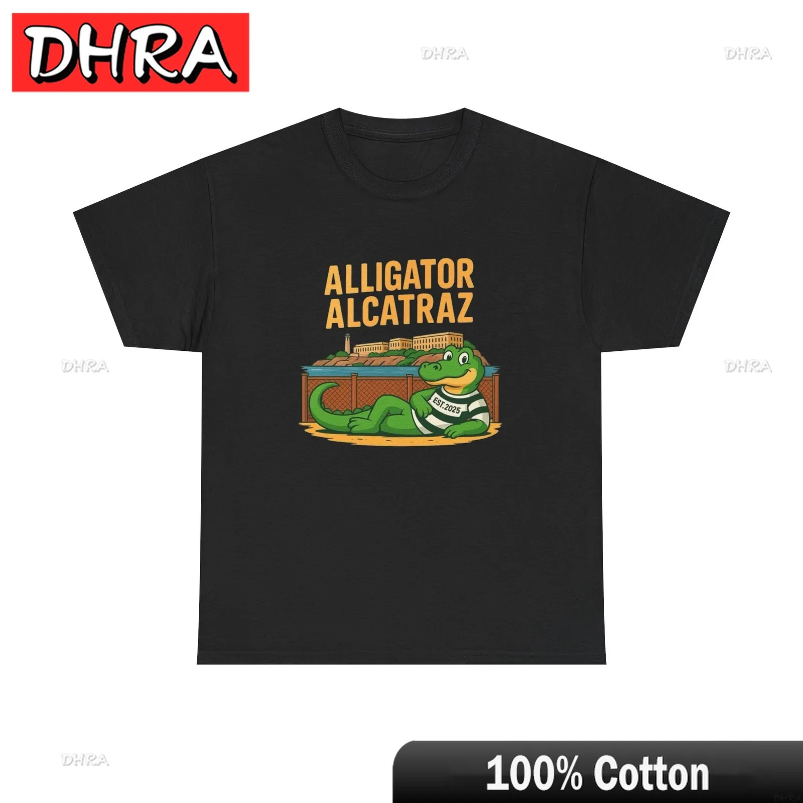 

Футболка с забавным рисунком из кожи аллигатора Alcatraz, футболка унисекс из плотного хлопка, повседневные топы в стиле ретро, минималистичная хипстерская футболка с художественной одеждой