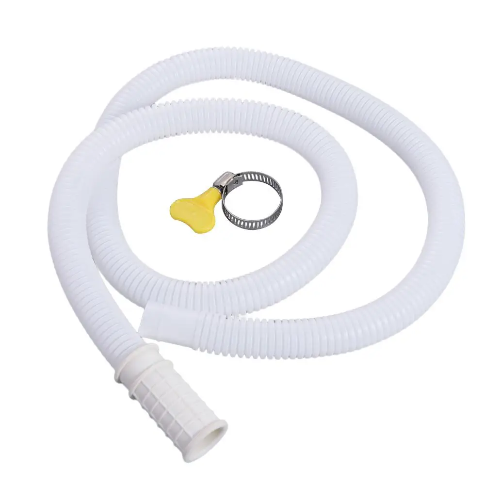 Plastic Washing Machine Inlet Pipe White Portable Faucet Extension Connector Hose with Pipe Clamp Flexible