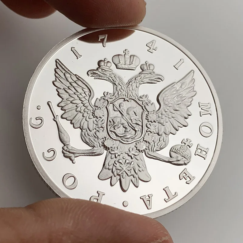 REPLICA Russia 1741 tsarist Empress Silver plated Queen Medal Double-headed Eagle Coin Commemorative Coin