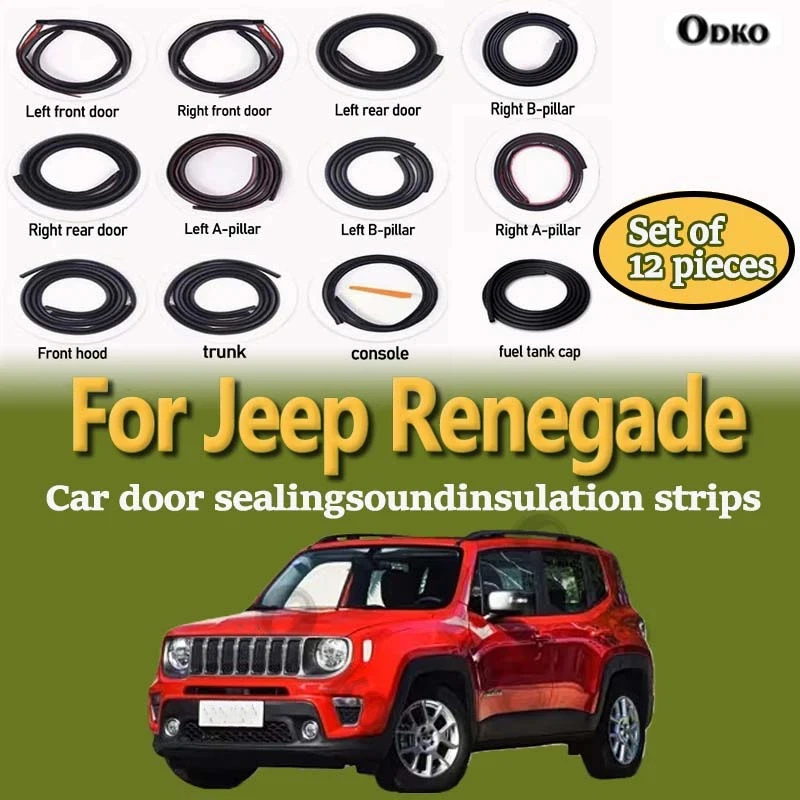 Car Door Seal Strip Rubber Noise Insulation Dustproof Seal Strip Not easy to Fall off For Jeep Renegade Car Accessories 12Pcs