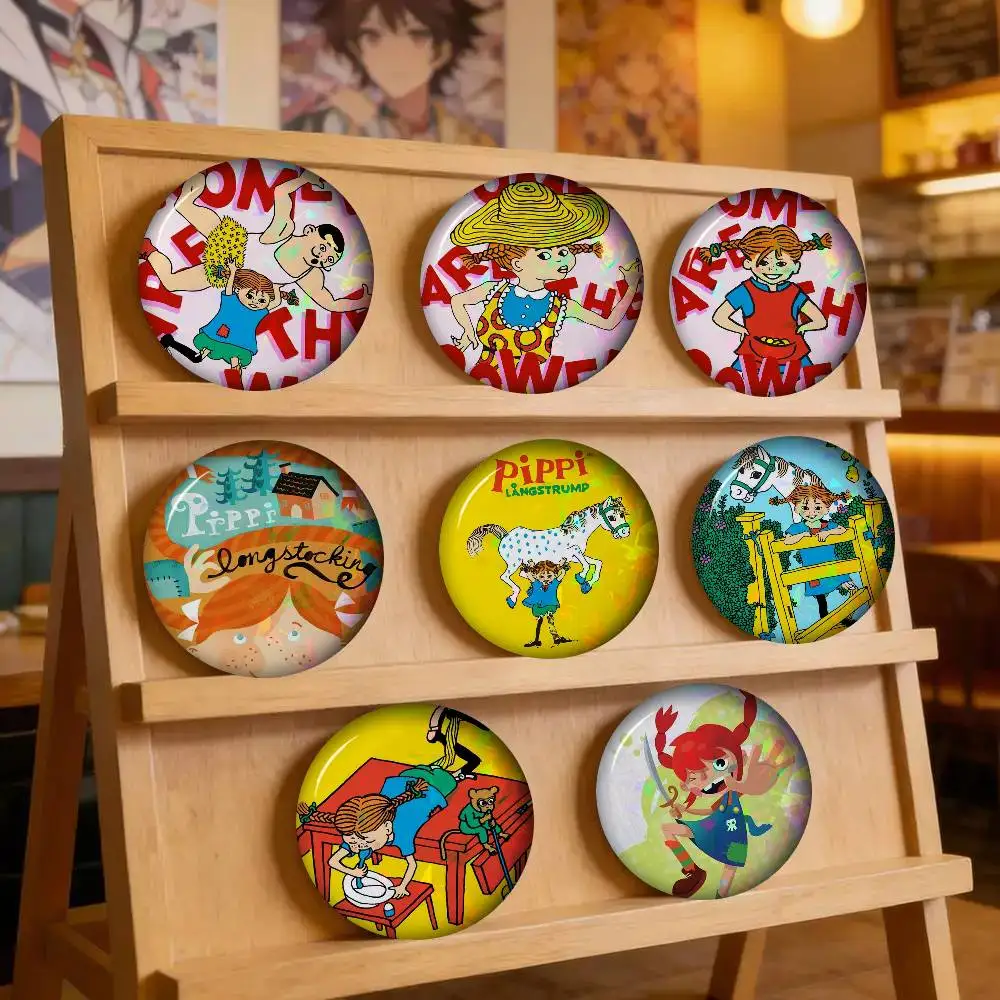 Anime P-Pippi Longstocking  Creative Tinplate Soft Button Pins Animal Icon Brooch Lapel Backpack Badge Accessories Pin