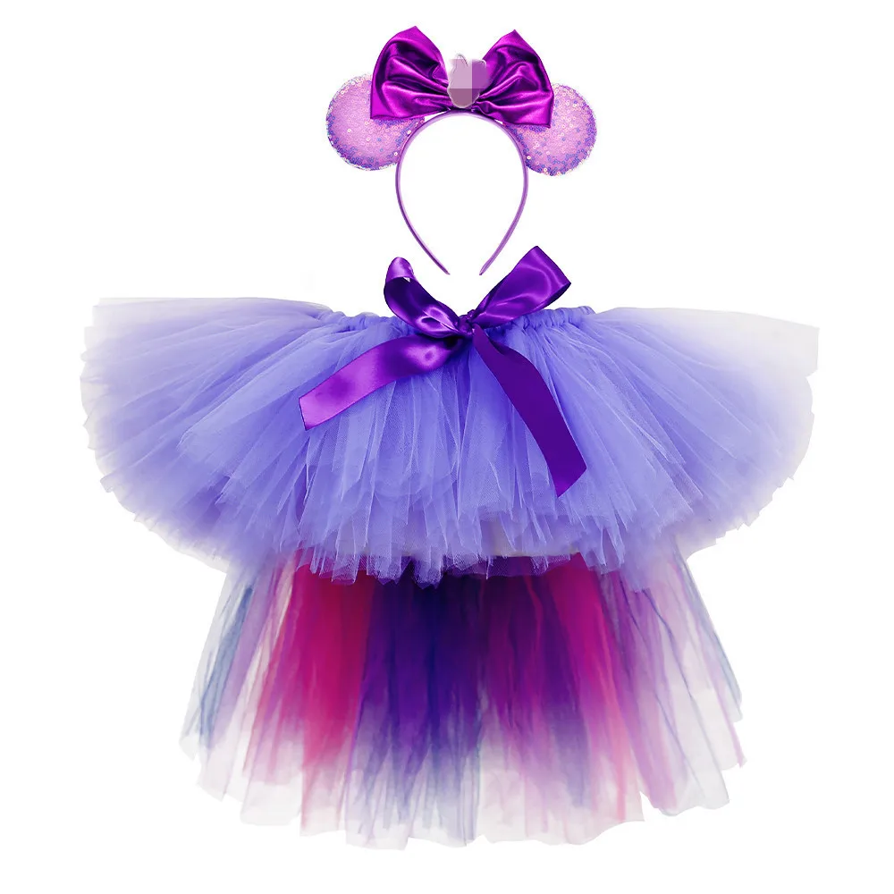 

Kids Party Dress Girls High Low Asymmetrical Tutu Skirt with Large Fluffy Tulle Hem Set with Crown Headband Fancy Dress for Kids