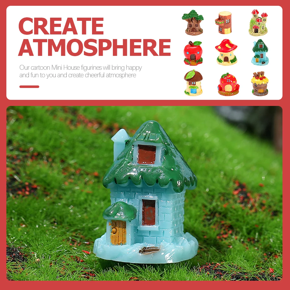 

9Pcs Creative Resin Mini Ornament Cartoon Tiny Decoration for Desktop Micro Landscape Garden Crafts