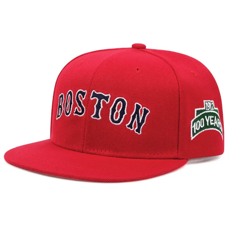 Boston Embroidered Baseball Hat Outdoor Sports Flat brim Hat Summer Sunshade Hip Hop Hat Street Dance Bicycle