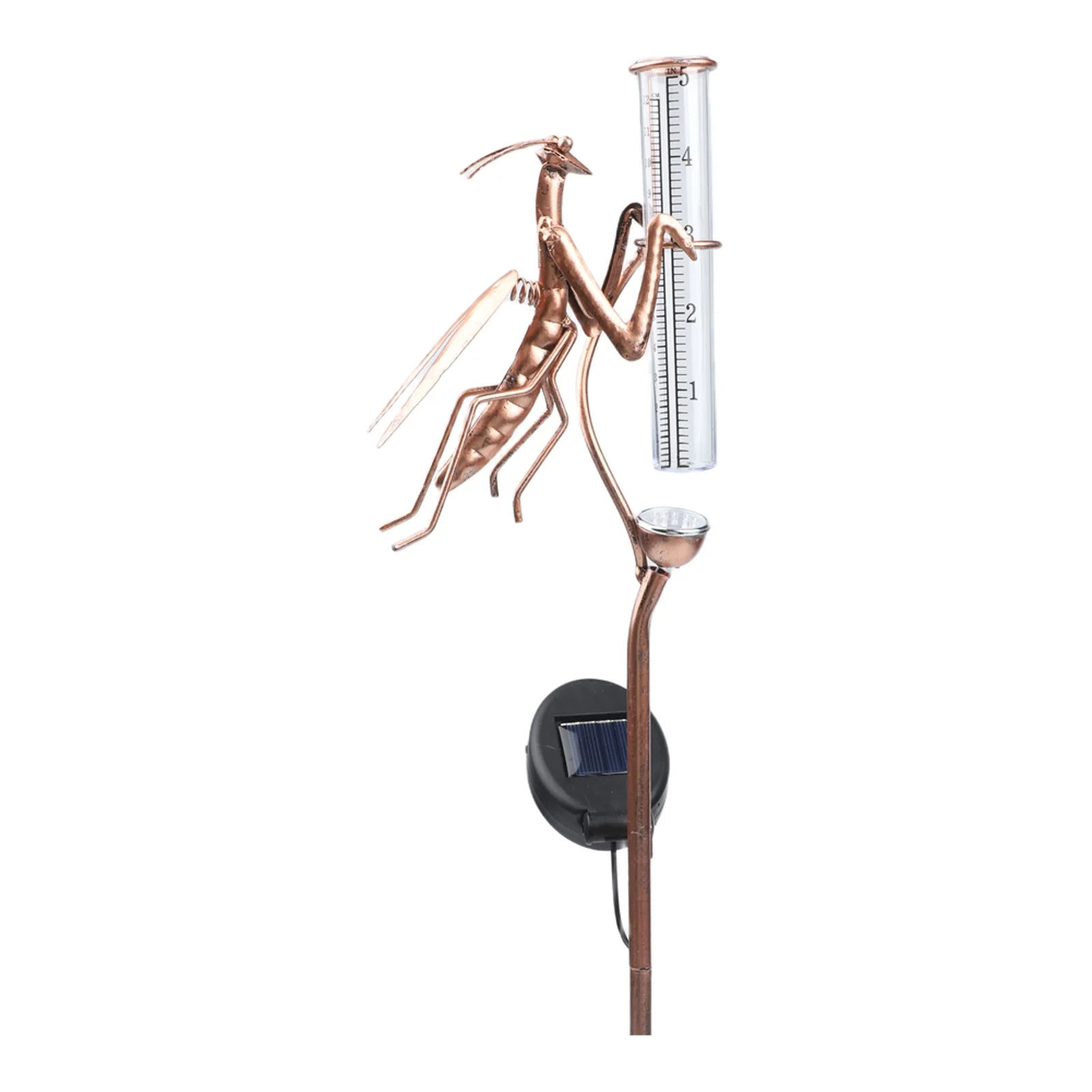 Sturdy Outdoor Measuring Device Patio Rain Gauge Metal Rain Gauge Built-in Light Design Large Measuring Capacity
