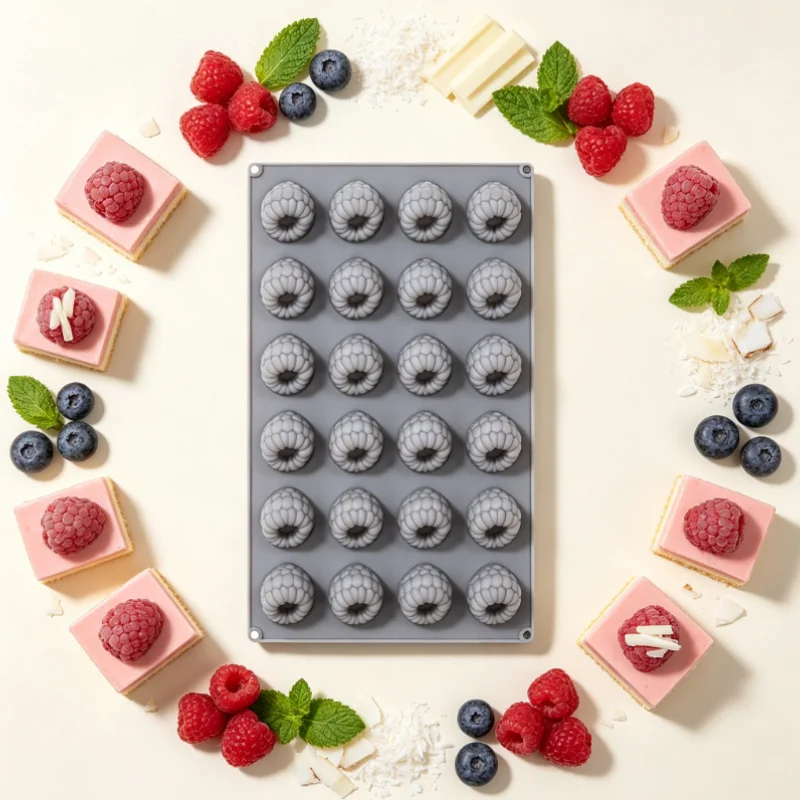 1pc 24 Cavity Realistic Raspberry Silicone Baking Mold  Non Stick Easy Demold Creative Mold For Chocolates Cakes Party Desserts