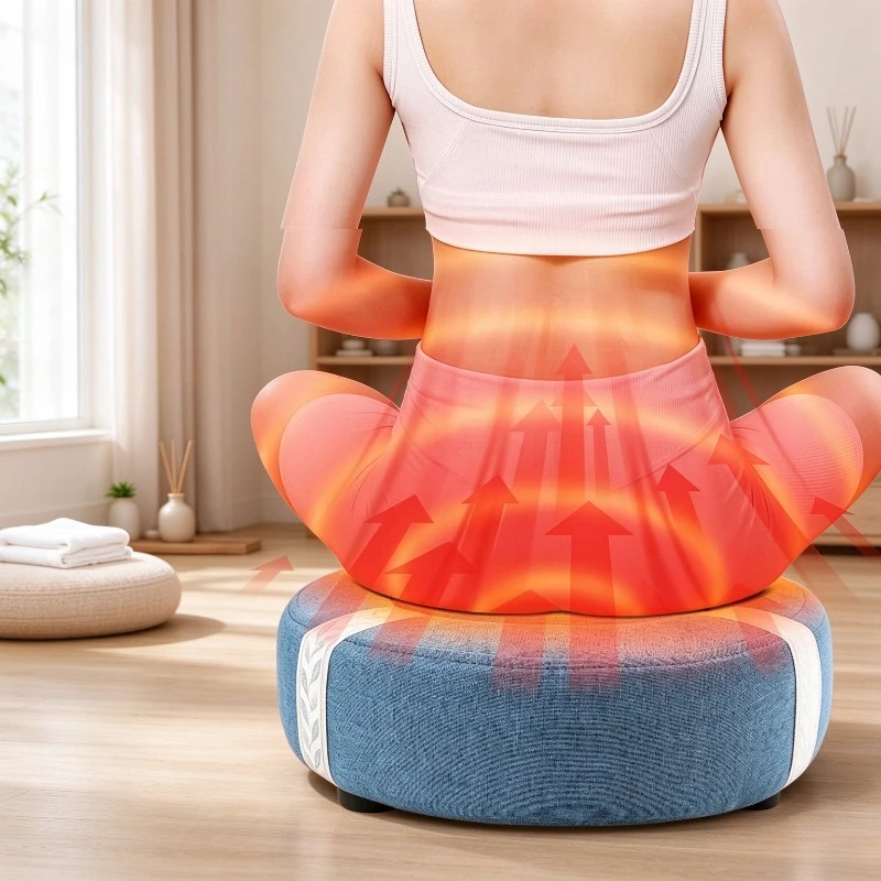 Wooden Moxibustion Stool Open Flame Moxa Seat Cushion with Smoke Filter Vent Temperature Control Reinforced Frame for Home Use