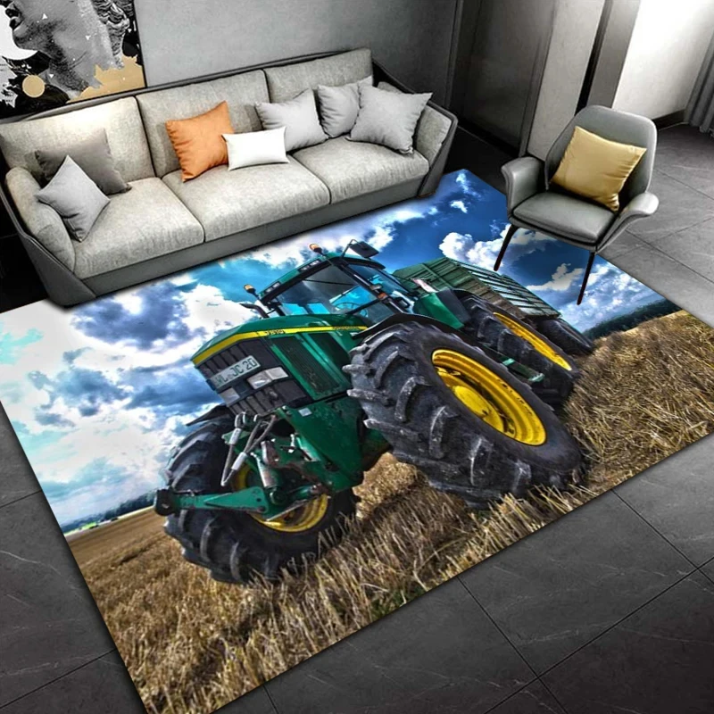 Car Tractor Series Pattern Truck Area Rug,Carpet Rug for Home Living Room Bedroom Sofa Doormat Decor,kids Non-slip Floor Mat 3D