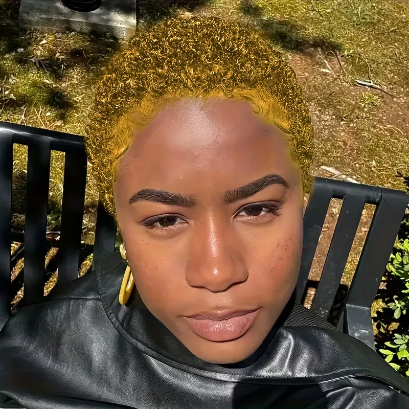 

Короткий парик из натуральных волос с волнистым укладкой «пикси», полностью машинной работы