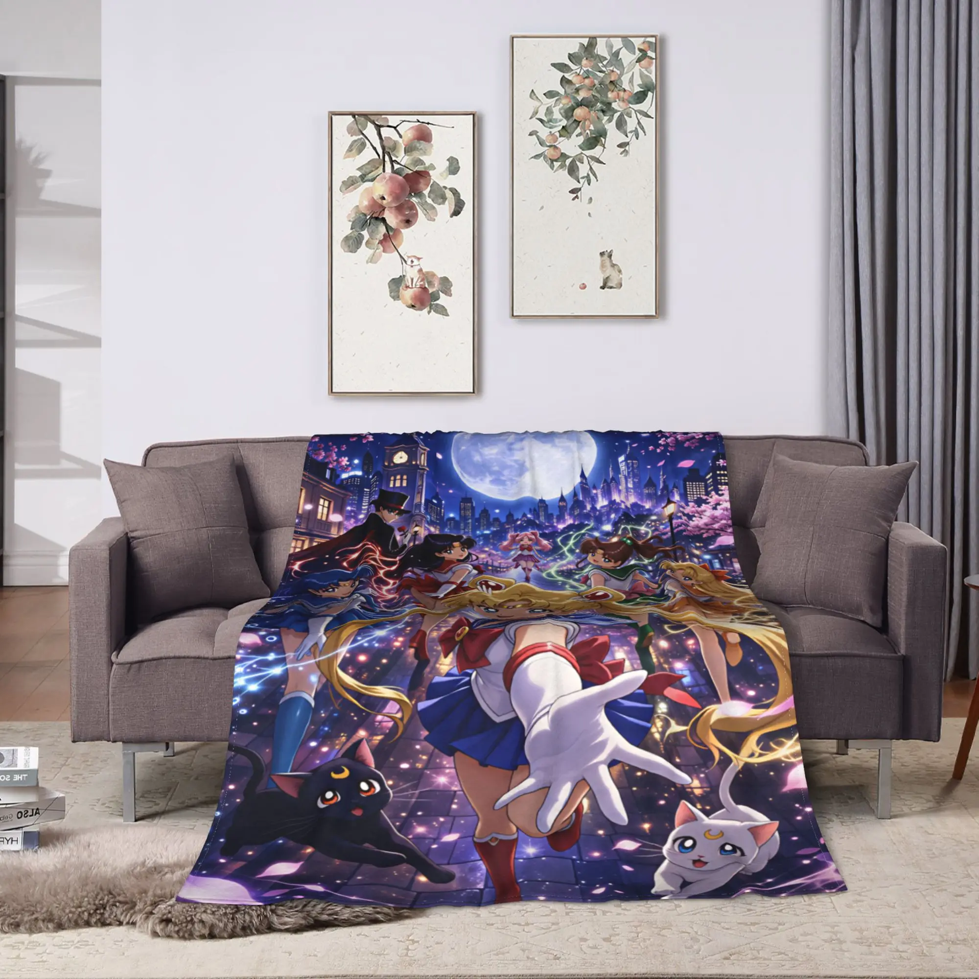 S-Sailor M-Moon Anime  Blanket Quality Warm  Throw Blanket Winter Travel Office Couch Chair Sofa Bed Novelty Bedspread