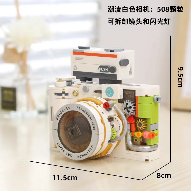 Retro Camera Micro Gemonteerde Bouwstenen Set Creatieve DIY Model Kit Collectible Educatief Vrije tijd Speelgoed Voor Volwassen Kinderen Gift