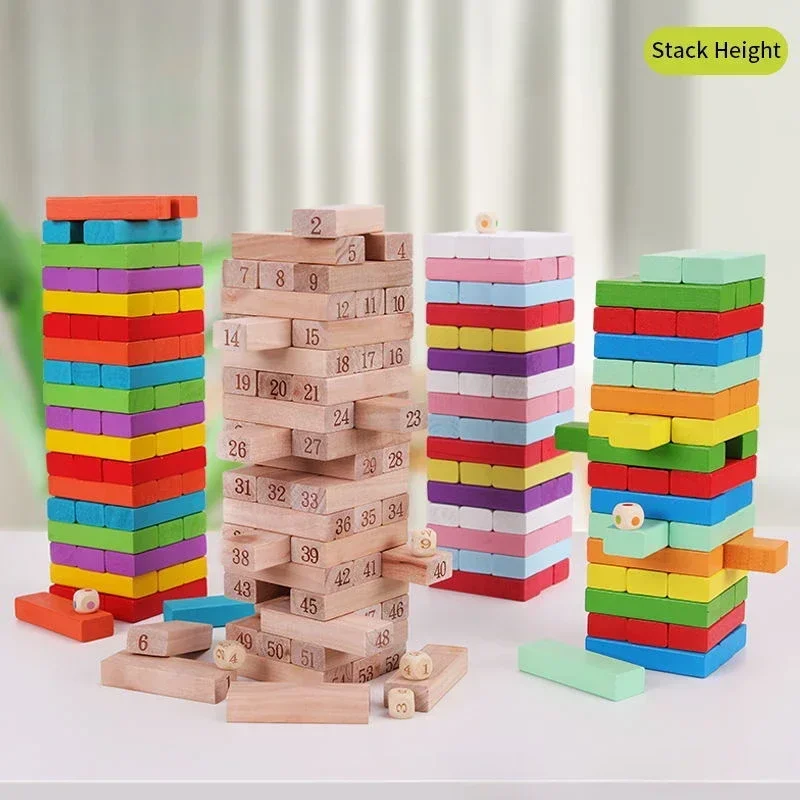 Children's Educational Wooden Building Blocks High Stacking Wood Board Game Parent-child Toy Wooden Building Blocks