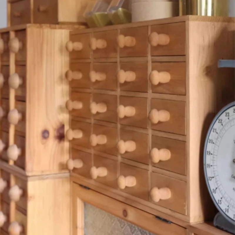 Retro Wooden Creative Mushroom Drawer Desktop Organizer Multi-Function Desk Box for Pencil Tape Storage