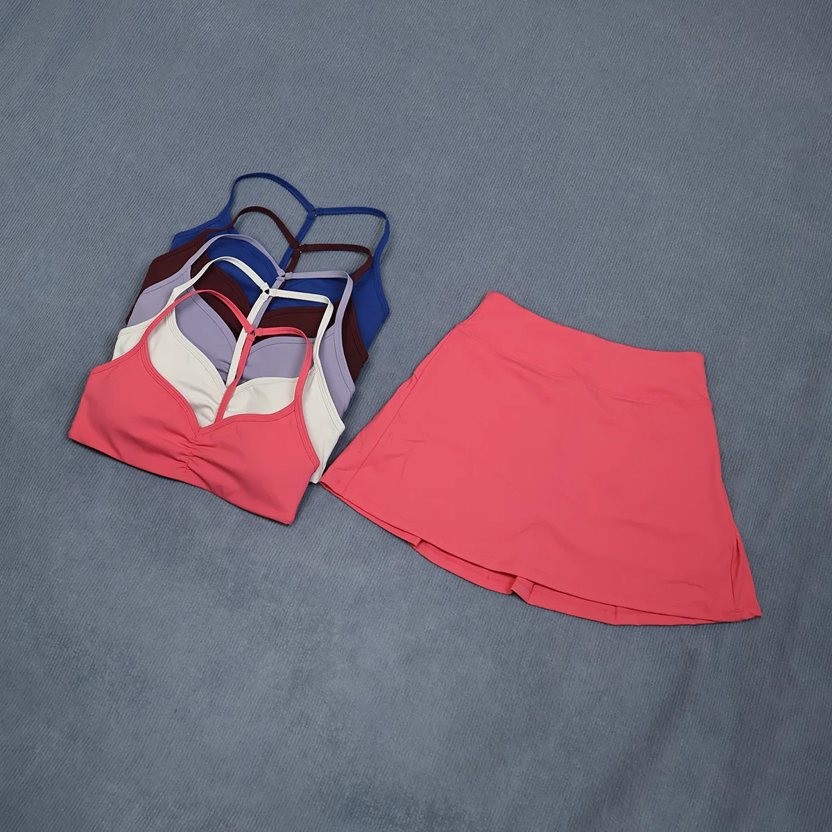 Damen 2-teiliges Tennis-Set Y-Back Sport-BH Plissierter Rock Hochtaillierter Golf-Skort Yoga Fitness Workout Gym Activewear Anzug – Detail 27