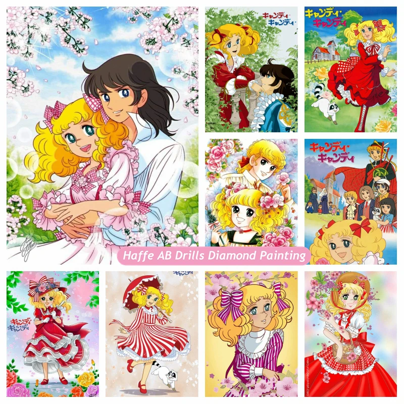 

Japanese Anime Candy Candy 5d Diamond Painting AB Drill Beauty Cartoon Flower Girl Mosaic Cross Stitch Handcraft Gift Home Decor