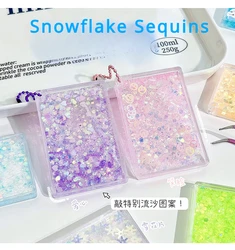 5pcs Snowflake Sequins Quicksand Photo Frame Guka DIY Fluid Acrylic Brick Medium 5x7cm Sticker Handicraft Gift for Children