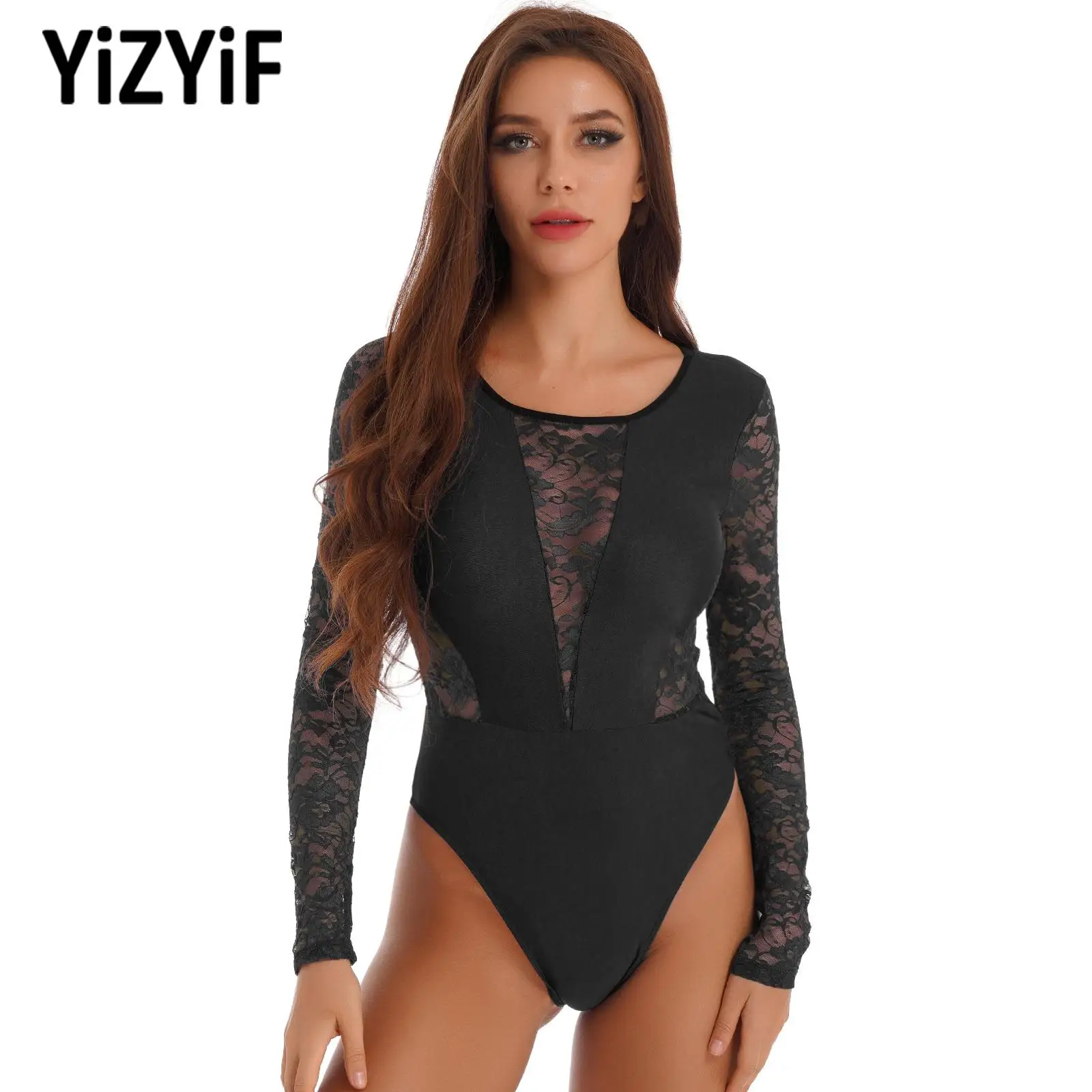 

Lace Long Sleeves Adult Ballet Leotards Gymnastics Leotards Girls Backless Ballet Practice Dance Costume for Women Dancewear