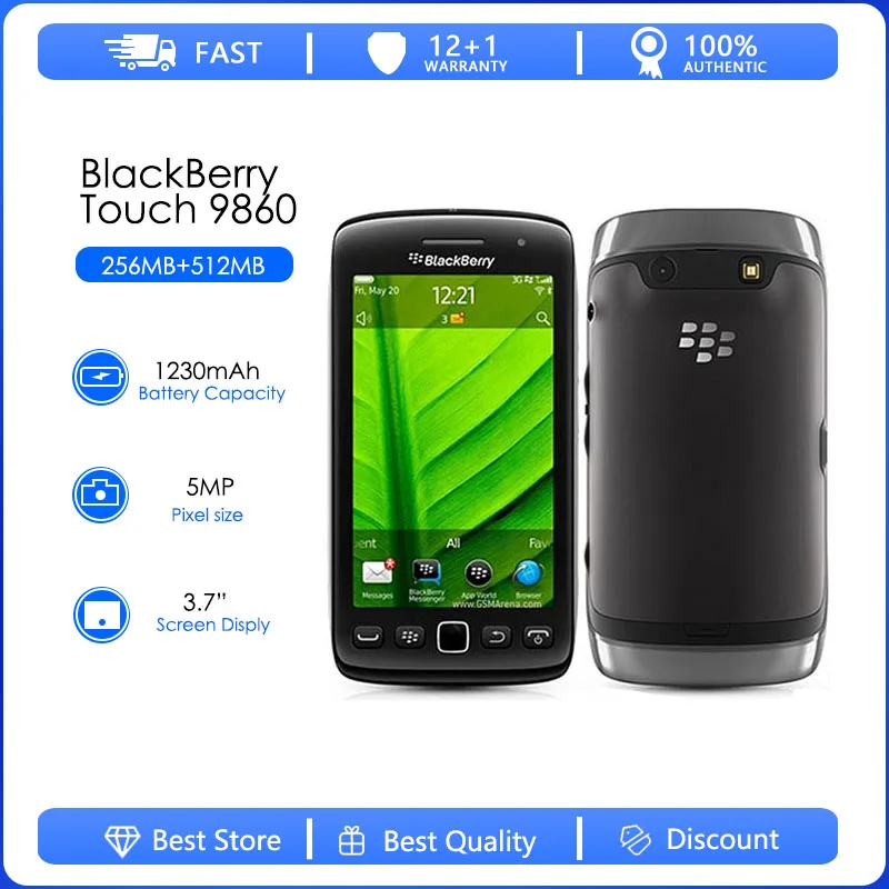 Blackberry-remodelado Celular Original Tocha 9860 os Câmera 5mp 768mb Ram 4gb Rom 720p 3.7 480×800