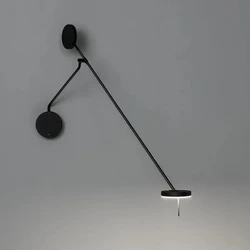 Designer Black Wall Lamp For Bedroom Study Room With Adjustable Swing Arm Sconce Creative Long Pole Flexible Light
