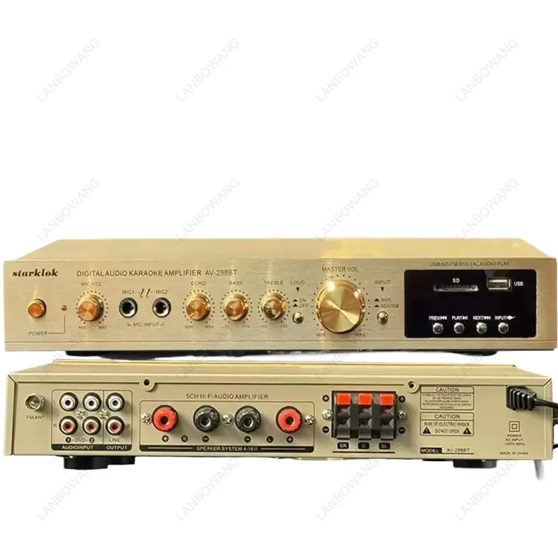 AV-298BT Five Channel Home High Power Amplifier Bluetooth Audio Amp With Remote Control 110V 220V Home Theater Device