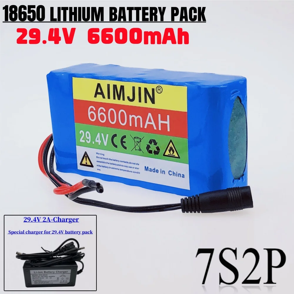 

29.4V 6.6Ah 7S2P 18650 Lithium-ion Rechargeable Battery 24V 6600mAh Electric Motorcycle Scooter with BMS Self Balancing Scooter