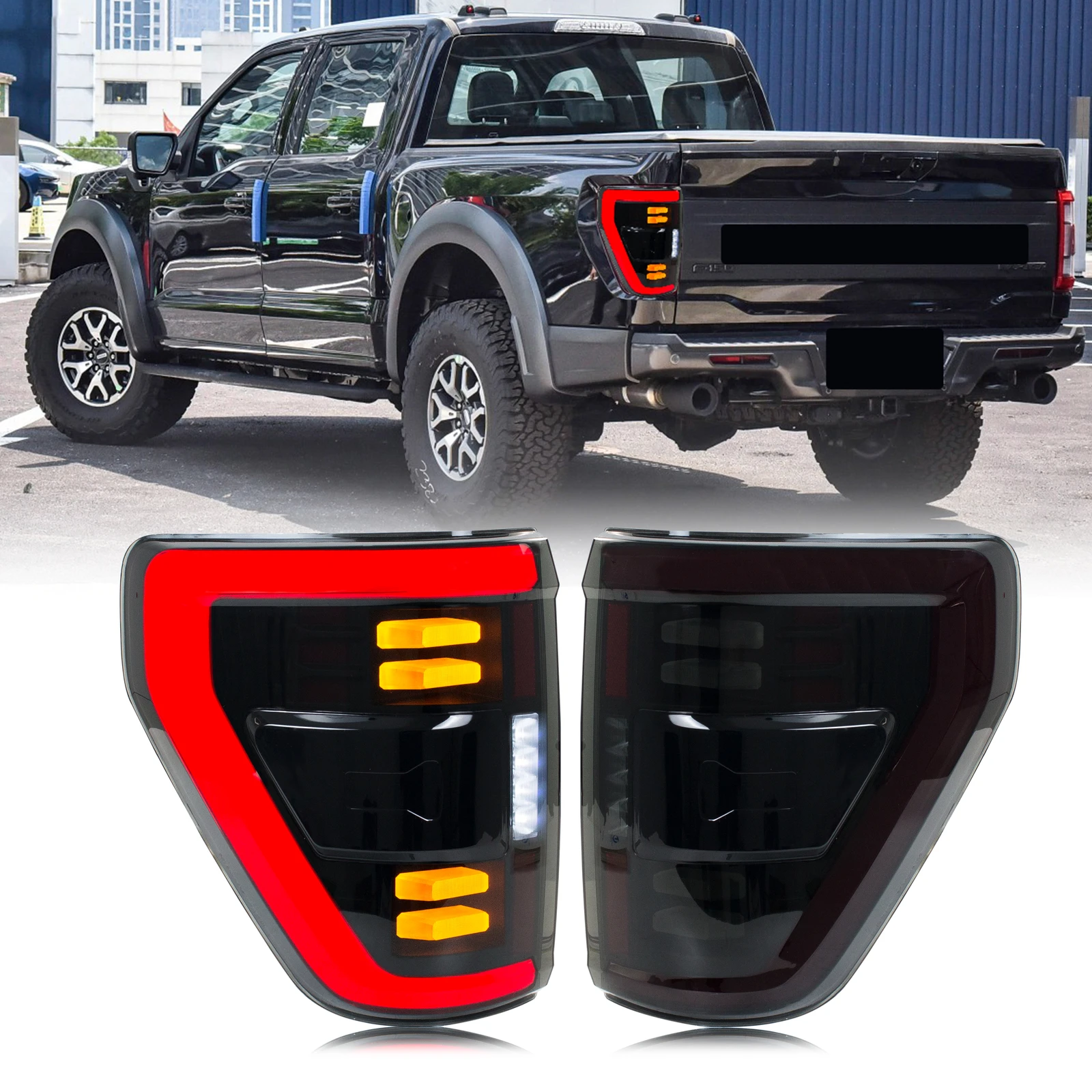 

LED Sequential Tail Lights Assembly for Ford F-150 F150 XLT Lariat 2021-2023 Sequential Turn Signal Trunk Rear Brake Lamps