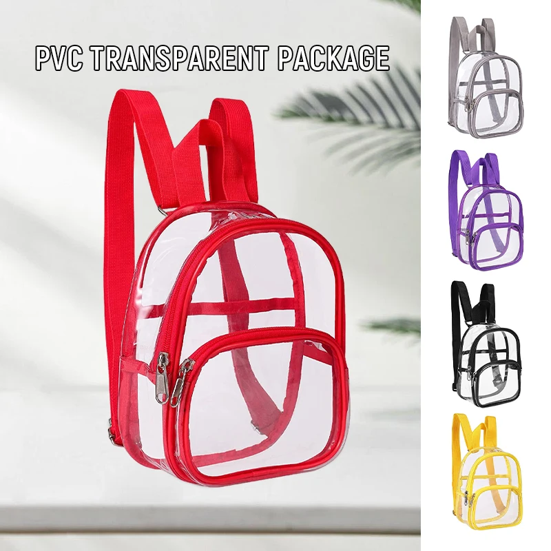 Transparent Bag Clear Pvc Travel Backpack Shoulder Bag Strap Book Sports Field Approved Waterproof Mini Travel Schoolbag